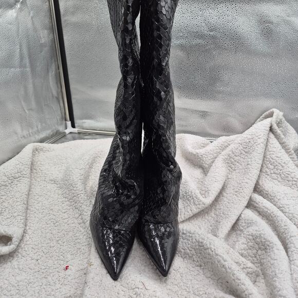 NEW Steve Madden Paley snake embossed boot in black Womens size 8M - Picture 4 of 7